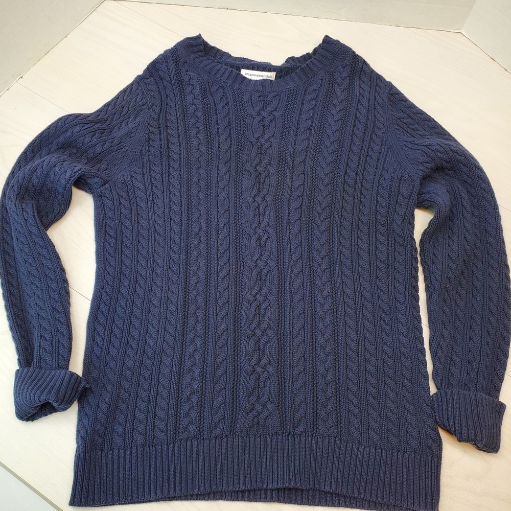 Amazon Essentials Navy Blue Cable‎ Knit Sweater Women's Size Large
